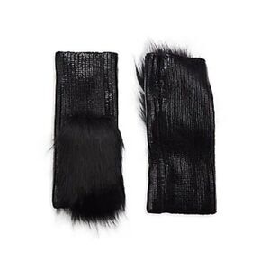 NWT Adrienne Landau Black Metallic Fingerless Faux Fur Gloves | Edgy Glam Winter